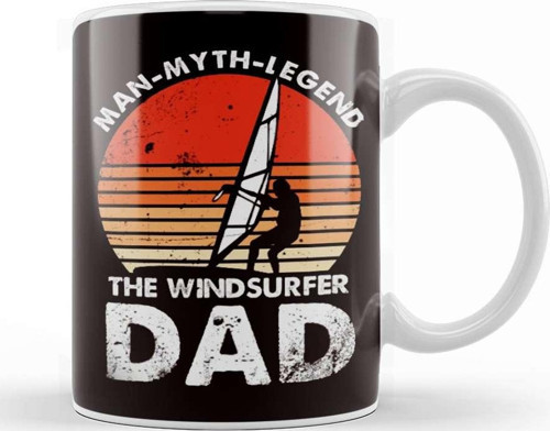 Man Myth Legend Windsurfer Dad Windsurfing Surfboard Wave Kupa Bardak Porselen