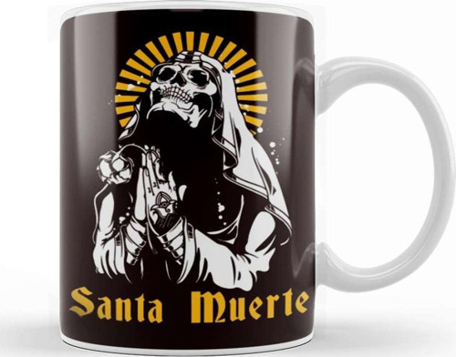 Santa Muerte Mexican Dead Sugar Skull Mexico Female Deity Kupa Bardak Porselen