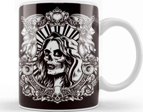 Santa Muerte Sugar Skull Mexican Dead Mexico Female Deity Kupa Bardak Porselen