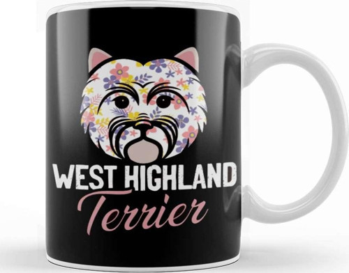 West Highland White Terrier Owner Floral Dog Breed Westie Kupa Bardak Porselen