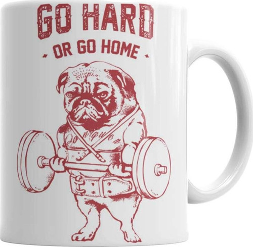Pug Bodybuilder Sıkı Çalış Yada Git Pug Köpek Tişort Pug Kupa Bardak Porselen