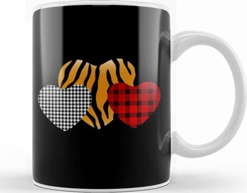 Girls Valentines Day S Hearts Love Leopard Plaid Kids 01 Kupa Bardak Porselen