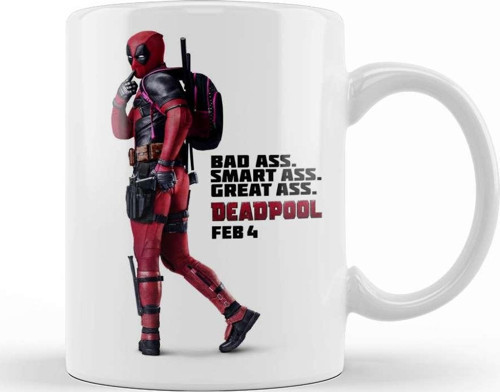 Deadpool Badass Smartass Greatass Funny Joke Deadpool Parody 01 Kupa Bardak Porselen
