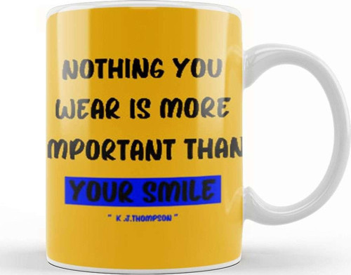 Smile Quotes Happy Love Gift Vintage Retro Rainbow Style Kupa Bardak Porselen