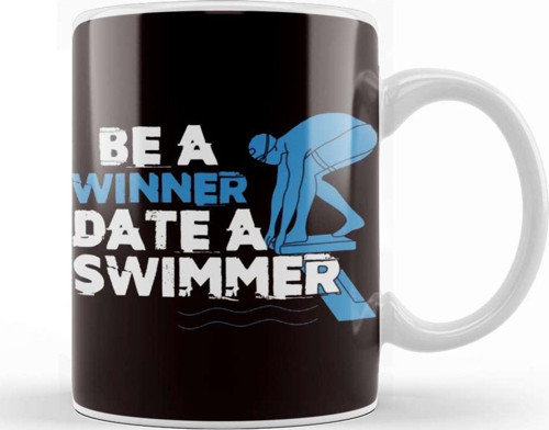 Funny Be Winner Date Swimmer Swimming Pool Athlete Coach Kupa Bardak Porselen
