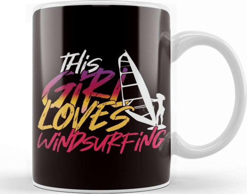 Girl Who Loves Windsurfing Windsurfer Sailing Ocean Wave Kupa Bardak Porselen