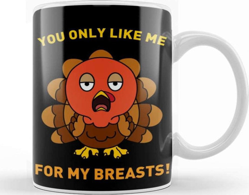You Only Like Me For My Breasts Funny Thanksgivying Turkey Day Kupa Bardak Porselen