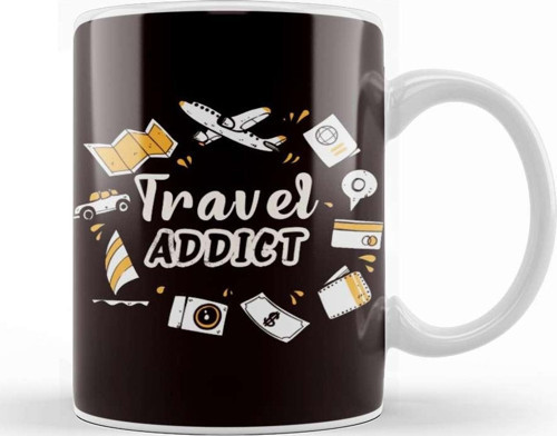 Addict Travel Blogger Traveling Blogging Backpacker Traveler Kupa Bardak Porselen