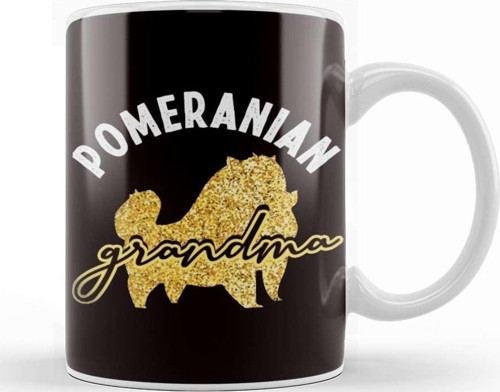 Pomeranian Grandma Pommy Pom German Spitz Puppy Pet Paw Kupa Bardak Porselen