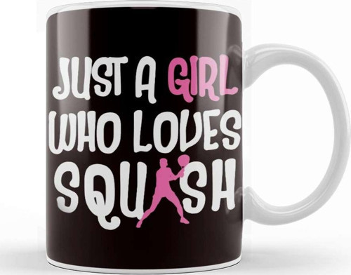 Girl Who Loves Squash Player Indoor Tennis Match Court Coach Kupa Bardak Porselen