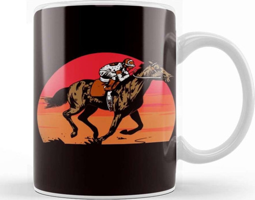 Horse Riding Racing Equestrian Sport Saddle Rider Horses Fan Kupa Bardak Porselen