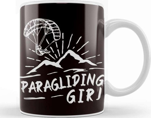 Paragliding Girl Paraglider Parachute Skydiving Flying Pilot Kupa Bardak Porselen