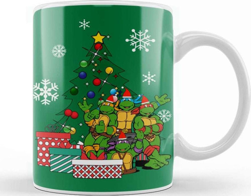 Teenage Mutant Ninja Turtles Around The Christmas Tree Kupa Bardak Porselen