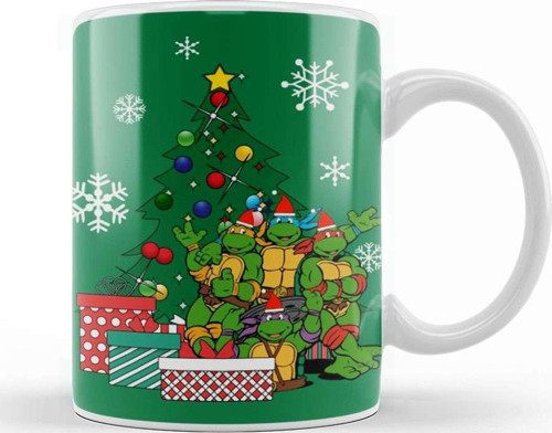 Teenage Mutant Ninja Turtles Around The Christmas Tree Kupa Bardak Porselen