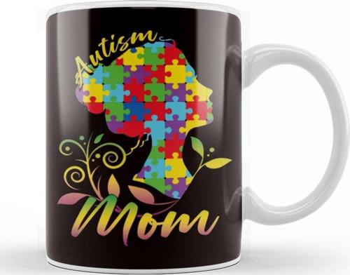 Autism Mom Mother Awareness Son Daughter Puzzle Ribbon Kupa Bardak Porselen