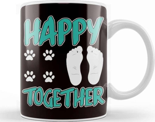 Happy Together Human Dog Owner Puppy Lover Animal Fans Kupa Bardak Porselen