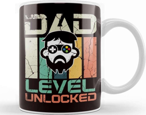 Retro Dad Level Unlocked Daddy Gamer Newborn Children Father Kupa Bardak Porselen