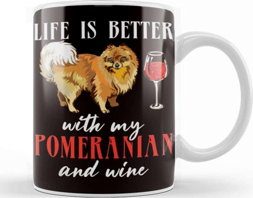 Life Better With Pomeranian Pommy Pom Owner Dog Animal Kupa Bardak Porselen
