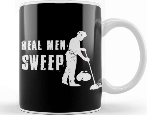 Real Men Sweep Curling Player Team Crew Broom Sweeping Kupa Bardak Porselen