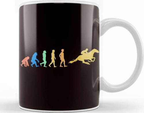 Retro Evolution Equestrian Sport Horse Riding Dressage Kupa Bardak Porselen