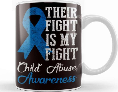 Their Fight My Fight Child Abuse Awareness Blue Ribbon April Kupa Bardak Porselen