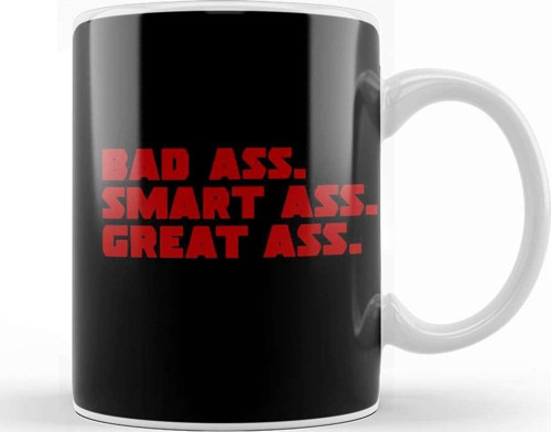 Deadpool Badass Smartass Greatass Funny Joke Deadpool Parody Kupa Bardak Porselen