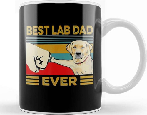 Retro Labrador Dad Gift Dog Daddy Golden Black Lab Father 02 Kupa Bardak Porselen