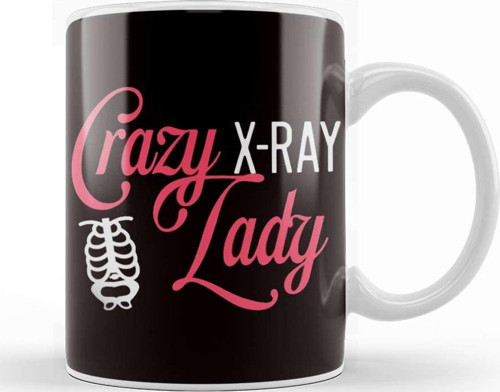 Crazy Lady Rad Tech Radiologist Radiographer Medicine Kupa Bardak Porselen