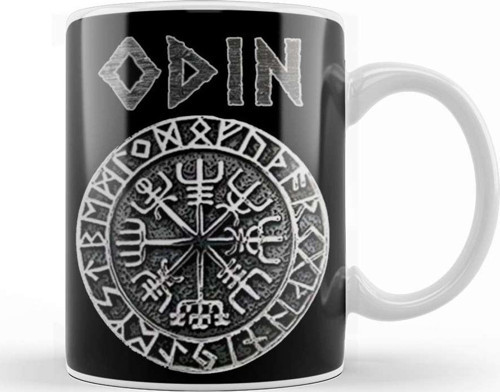 Thor Mjolnir Valknut Vikings Runes Viking Gods Tee 01 Kupa Bardak Porselen