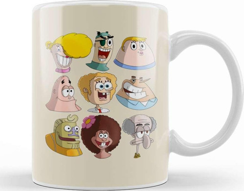 Cartoon Kids Human Spongebob Characters Süngerbob 01 Kupa Bardak Porselen