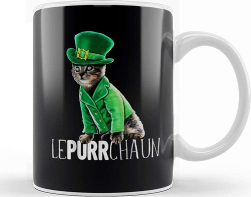 Lepurrchaun St Patrick'S Day Cat Leprechaun Shamrock Kupa Bardak Porselen
