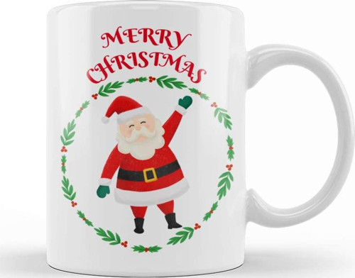 Yılbaşı Yeni Yıl Konseptli Merry Christmas Noel Baba Kupa Bardak Porselen