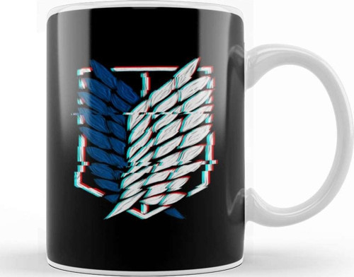 Attack On Titan Wings Of Freedom Logo Glitch Effect Kupa Bardak Porselen
