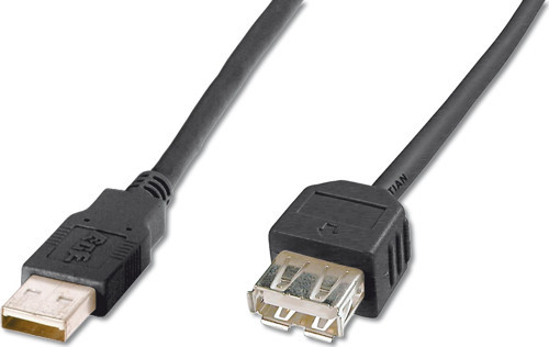 USB 2.0 Uzatma Kablosu, USB A Erkek - USB A Dişi, 1.80 metre, AWG 28, siyah renk