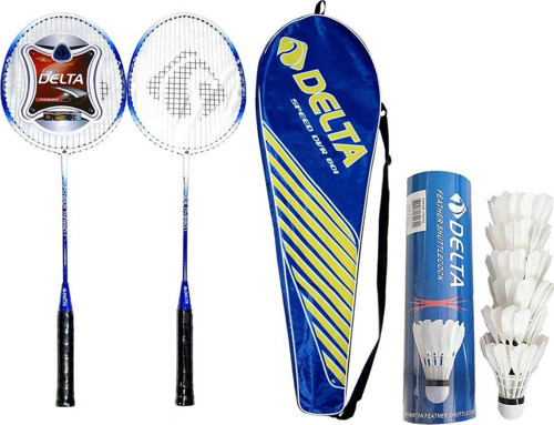 2 Adet Deluxe Tek Parça Badminton Raketi + Çanta + 6 Adet Kaz Tüyü Deluxe Badminton Topu Seti