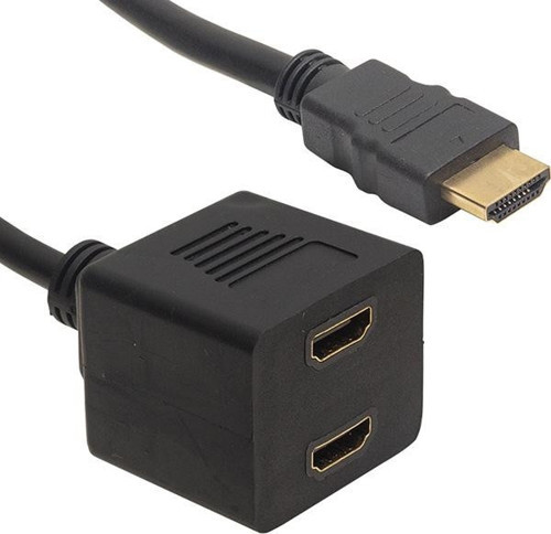 HDMI ERKEK-HDMI DİŞİ X 2 ADAPTÖR 30 CM KABLO ÇİPSETLİ HDMI ÇOKLAYICI