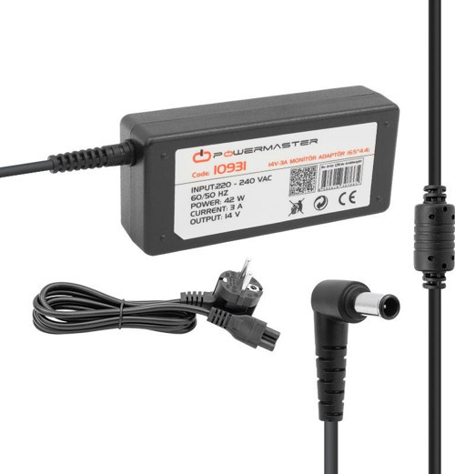 PM-10931 14 VOLT - 3 AMPER 6.5*4.4 UÇLU PLASTİK KASA MASAÜSTÜ SAMSUNG MONİTÖR ADAPTÖRÜ