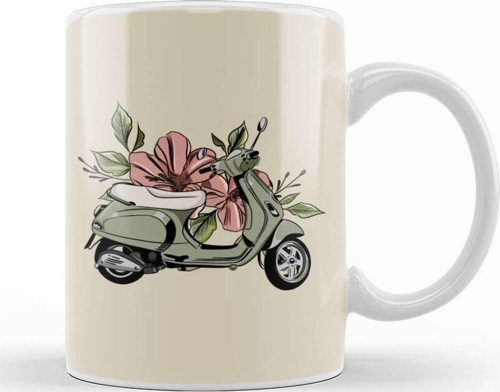 Flower Vespa Kupa Bardak Porselen