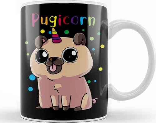 Pug Unicorn Kupa Bardak Porselen