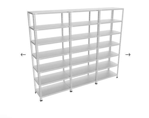 7 Katlı 3'lü Bitişik Galvaniz Çelik Raf.Depo,Dosya Raf 0.70 MM-31X75-250cm