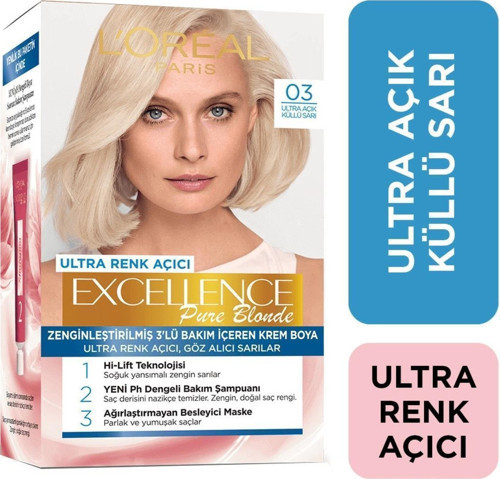 Excellence Creme Saç Boyası 03 Ultra Açıcı Ultra Açık Küllü Sarı