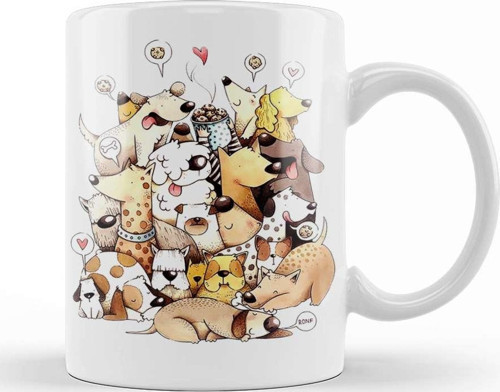 Dogs Pug Köpek Kupa Bardak Porselen