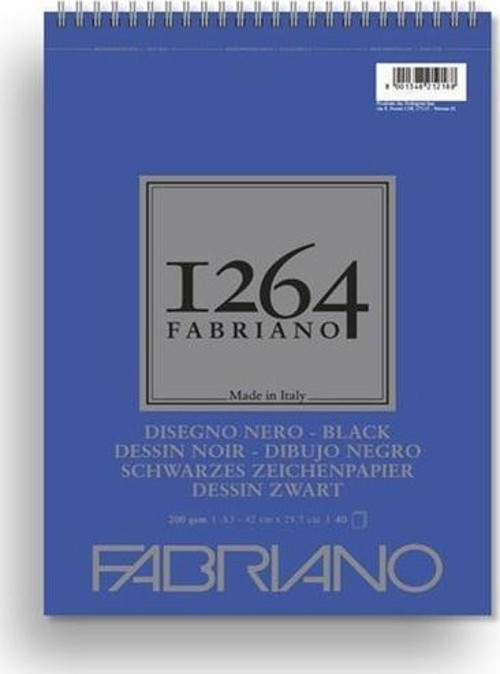 FABRIANO 1264 BLACK A3 - 200 GR - F-1264 SİYAH KAĞIT RESİM DEFTERİ - ÜST SPİRALLİ