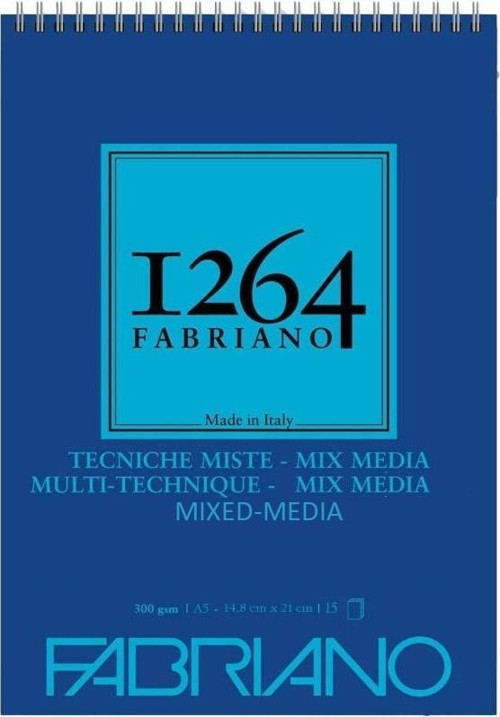 FABRIANO 1264 MIX MEDIA A4 - 300 GR - F-1264 ÇOK AMAÇLI DEFTER - ÜST SPİRALLİ - MİKROPERFORELİ