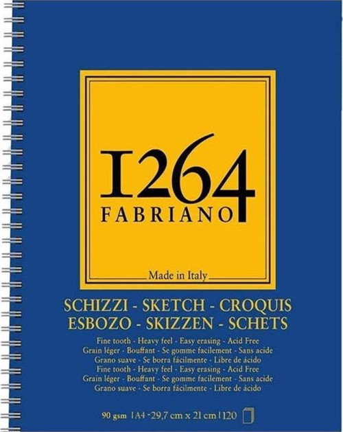 FABRIANO 1264 SCHIZZI A4 - 90 GR - F-1264 ESKİZ DEFTERİ - YAN SPİRALLİ - MİKROPERFORELİ