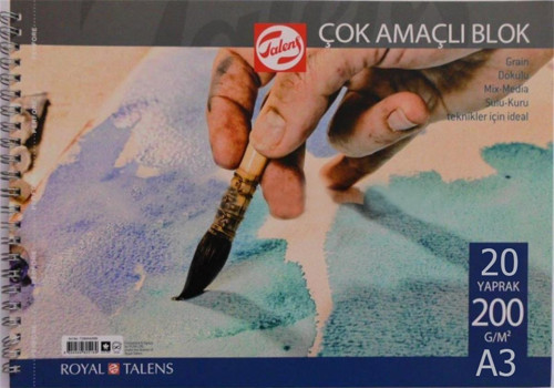 ÇOK AMAÇLI RESİM BLOĞU A3 - 200 GR - 20 YP - SPİRALLİ