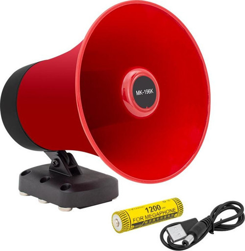 MAGICVOICE MK-196K ARAÇ ÜSTÜ MIKNATISLI BLUETOOTH USBLİ 18650 PİLLİ 50 WATT HARİCİ HORN HOPARLÖR