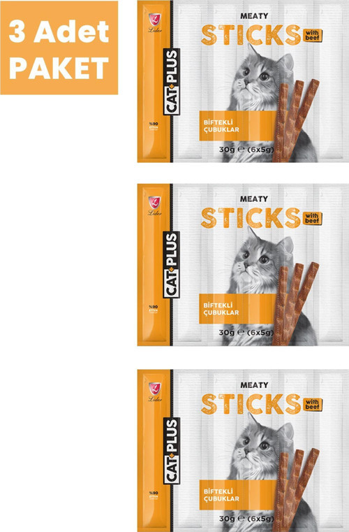 Biftekli Kedi Ödül Çubuğu 6 Gr X 5 Adet (30gr) X3 Adet
