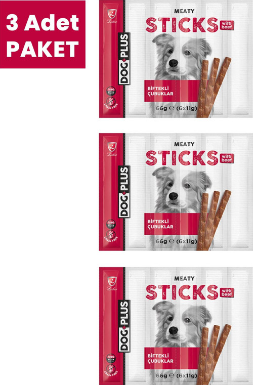Biftekli Stick Köpek Ödülü Maması 11 Gr X 6 Adet (66gr) X3 Adet