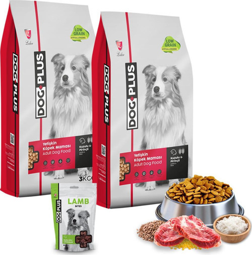Düşük Tahıllı Hipoalerjenik Kuzu Etli Pirinçli Yetişkin Köpek Maması 3 Kg X 2 Adet + Kuzu Et